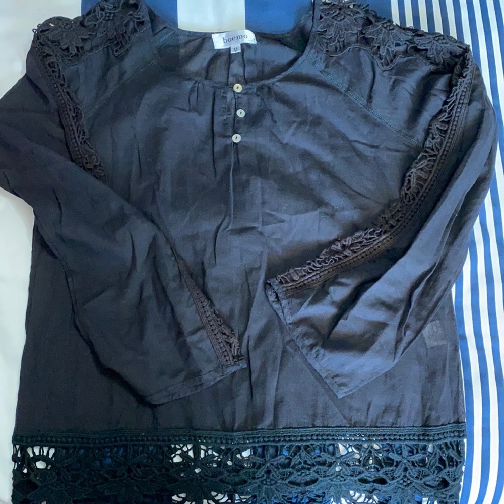 Black Lace Trim Top